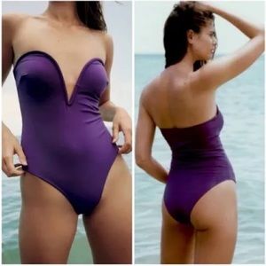 ZARA purple one piece corset style swimsuit
